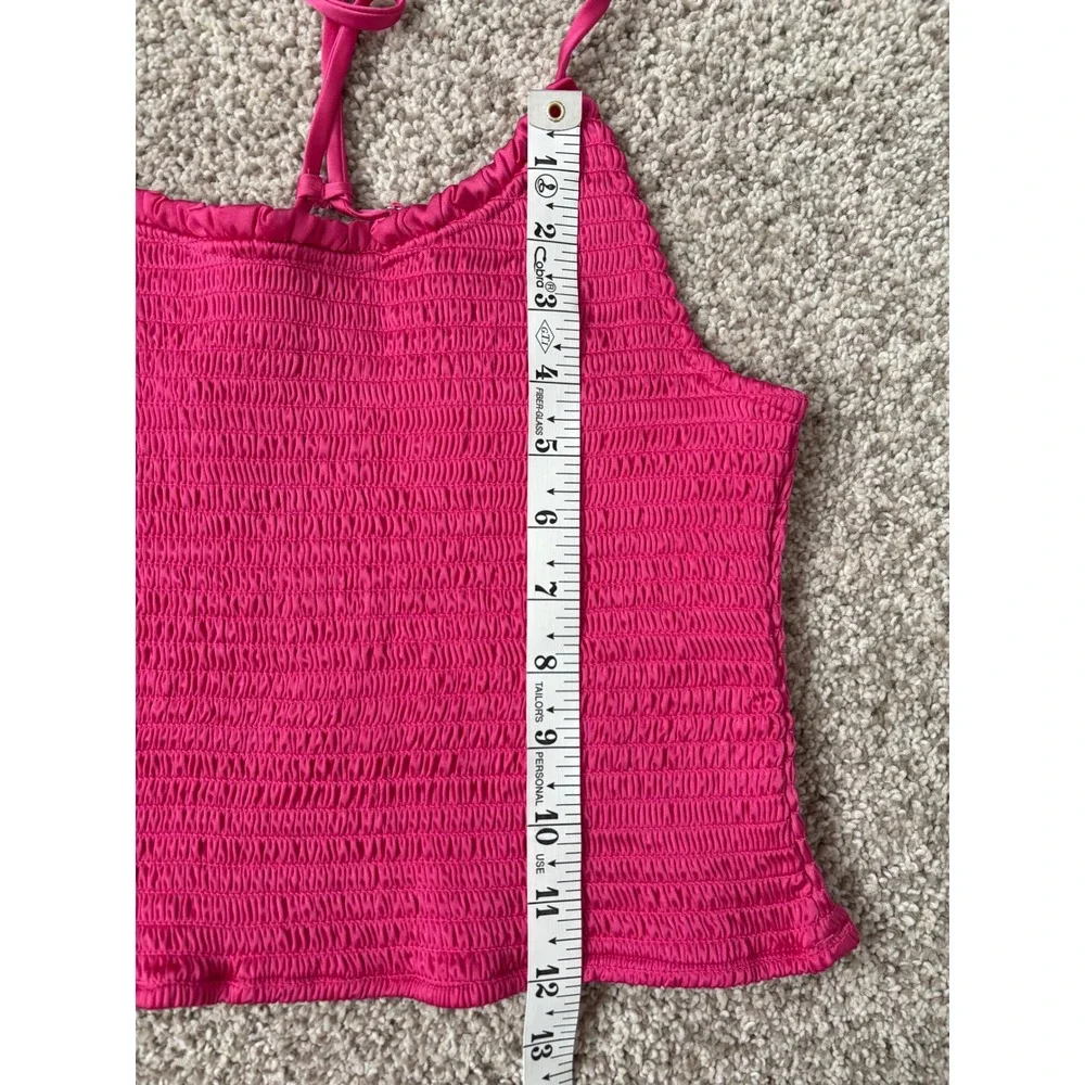 Intimately Free People Coquette Smocked Cami Top Magenta Pink Strappy Ruffle M